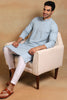 Ethnic Bay Blue Viscose Rayon Solid Embroidered Straight Kurta For Men MKU1001BLU