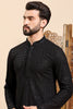 Ethnic Bay Black Viscose Rayon Solid Embroidered Ethnic Straight Sequins Kurta For Men MKU1007BLK