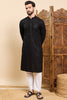 Ethnic Bay Black Viscose Rayon Solid Embroidered Ethnic Straight Sequins Kurta For Men MKU1007BLK