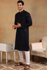 Ethnic Bay Navy Blue Viscose Rayon Solid Embroidered Straight Kurta For Men MKU1007BLU