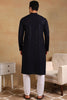 Ethnic Bay Navy Blue Viscose Rayon Solid Embroidered Straight Kurta For Men MKU1007BLU