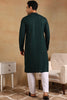 Ethnic Bay Green Viscose Rayon Solid Embroidered Straight Kurta For Men MKU1007GRN