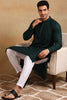 Ethnic Bay Green Viscose Rayon Solid Embroidered Straight Kurta For Men MKU1007GRN