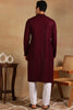 Ethnic Bay Wine Viscose Rayon Solid Embroidered Straight Kurta For Men MKU1007WIN