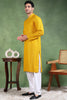 Ethnic Bay Mustard Viscose Rayon Solid Embroidered Straight Kurta For Men MKU1007YLW