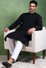 Ethnic Bay Black Viscose Rayon Solid Embroidered Straight Kurta For Men MKU1010BLK