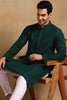 Ethnic Bay Green Viscose Rayon Solid Embroidered Straight Kurta For Men MKU1010GRN