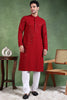 Ethnic Bay Maroon Viscose Rayon Solid Embroidered Straight Kurta For Men MKU1010MRN