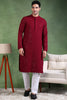 Ethnic Bay Wine Viscose Rayon Solid Embroidered Straight Kurta For Men MKU1010WIN