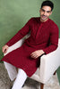 Ethnic Bay Wine Viscose Rayon Solid Embroidered Straight Kurta For Men MKU1010WIN