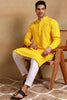 Ethnic Bay Yellow Viscose Rayon Solid Embroidered Straight Kurta For Men MKU1010YLW