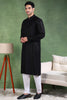 Ethnic Bay Black Viscose Rayon Solid Embroidered Straight Kurta For Men MKU1011BLK