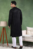 Ethnic Bay Black Viscose Rayon Solid Embroidered Straight Kurta For Men MKU1011BLK