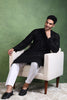 Ethnic Bay Black Viscose Rayon Solid Embroidered Straight Kurta For Men MKU1011BLK