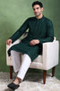 Ethnic Bay Green Viscose Rayon Solid Embroidered Straight Kurta For Men MKU1011GRN