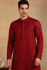 Ethnic Bay Maroon Viscose Rayon Solid Embroidered Straight Kurta For Men MKU1011MRN