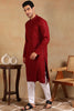 Ethnic Bay Maroon Viscose Rayon Solid Embroidered Straight Kurta For Men MKU1011MRN