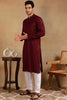 Ethnic Bay Wine Viscose Rayon Solid Embroidered Straight Kurta For Men MKU1011WIN