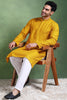 Ethnic Bay Mustard Viscose Rayon Solid Embroidered Straight Kurta For Men MKU1011YLW