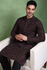 Ethnic Bay Black Viscose Rayon Ethnic Motifs Embroidered Straight Kurta For Men MKU1013BLK