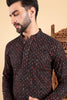 Ethnic Bay Black Viscose Rayon Ethnic Motifs Embroidered Straight Kurta For Men MKU1013BLK