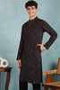 Ethnic Bay Black Viscose Rayon Ethnic Motifs Embroidered Straight Kurta For Men MKU1021BLK