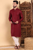 Ethnic Bay Maroon Viscose Rayon Solid Embroidered Straight Kurta For Men MKU1022MRN