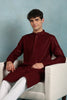 Ethnic Bay Maroon Viscose Rayon Solid Embroidered Straight Kurta For Men MKU1022MRN