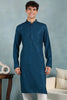 Ethnic Bay Teal Viscose Rayon Solid Embroidered Straight Kurta For Men MKU1022TIL