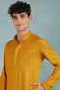 Ethnic Bay Yellow Viscose Rayon Solid Embroidered Straight Kurta For Men MKU1022YLW