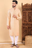 Ethnic Bay Cream Viscose Rayon Solid Embroidered Ethnic Straight Chikankari Kurta For Men MKU1029CRM