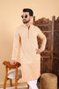 Ethnic Bay Cream Viscose Rayon Solid Embroidered Ethnic Straight Chikankari Kurta For Men MKU1029CRM