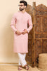 Ethnic Bay Peach Viscose Rayon Solid Embroidered Ethnic Straight Chikankari Kurta For Men MKU1029PCH