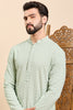 Ethnic Bay Sea Green Viscose Rayon Solid Embroidered Ethnic Straight Chikankari Kurta For Men MKU1029SEA