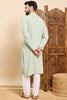 Ethnic Bay Sea Green Viscose Rayon Solid Embroidered Ethnic Straight Chikankari Kurta For Men MKU1029SEA