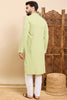 Ethnic Bay Green Viscose Rayon Solid Embroidered Ethnic Straight Chikankari Kurta For Men MKU1030GRN