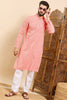 Ethnic Bay Peach Viscose Rayon Solid Embroidered Ethnic Straight Chikankari Kurta For Men MKU1030PCH