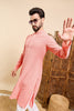 Ethnic Bay Peach Viscose Rayon Solid Embroidered Ethnic Straight Chikankari Kurta For Men MKU1030PCH