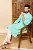 Ethnic Bay Sea Green Viscose Rayon Solid Embroidered Ethnic Straight Chikankari Kurta For Men MKU1030TRQ