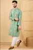 Ethnic Bay Green Viscose Rayon Bandhani Embroidered Straight Chikankari Kurta MKU1037