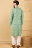 Ethnic Bay Green Viscose Rayon Bandhani Embroidered Straight Chikankari Kurta MKU1037