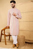 Ethnic Bay Peach Viscose Rayon Striped Embroidered Straight Chikankari Kurta MKU1038