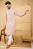 Ethnic Bay Peach Viscose Rayon Striped Embroidered Straight Chikankari Kurta MKU1038