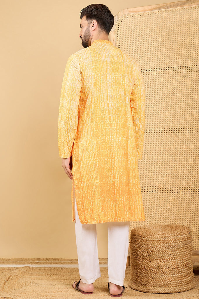 Ethnic Bay Yellow Viscose Rayon Abstract Embroidered Straight Chikankari Kurta MKU1039