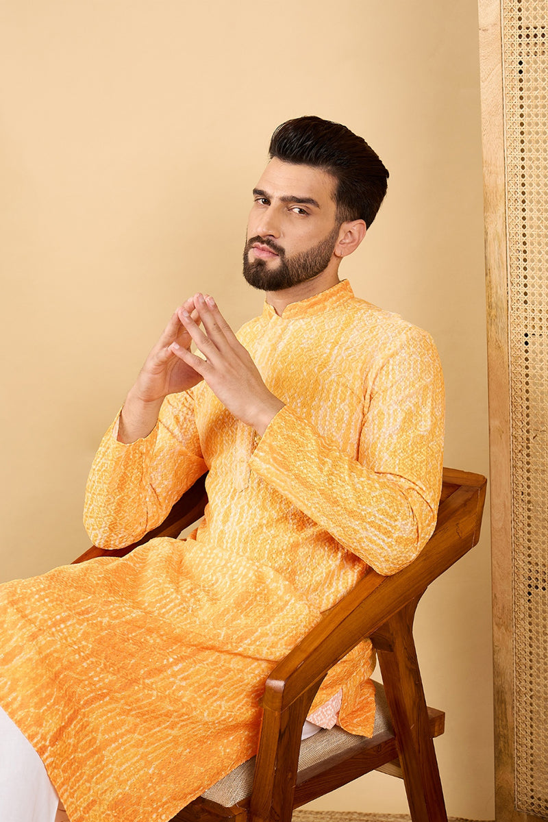 Ethnic Bay Yellow Viscose Rayon Abstract Embroidered Straight Chikankari Kurta MKU1039