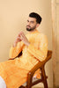 Ethnic Bay Yellow Viscose Rayon Abstract Embroidered Straight Chikankari Kurta MKU1039