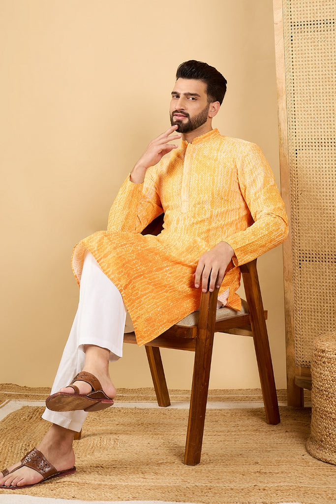 Ethnic Bay Yellow Viscose Rayon Abstract Embroidered Straight Chikankari Kurta MKU1039