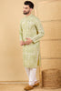 Ethnic Bay Olive Green Viscose Rayon Geometric Embroidered Straight Chikankari Kurta MKU1041