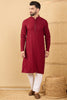 Ethnic Bay Maroon Viscose Rayon Solid Embroidered Straight Chikankari Kurta MKU1043