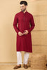 Ethnic Bay Maroon Viscose Rayon Solid Embroidered Straight Chikankari Kurta MKU1043